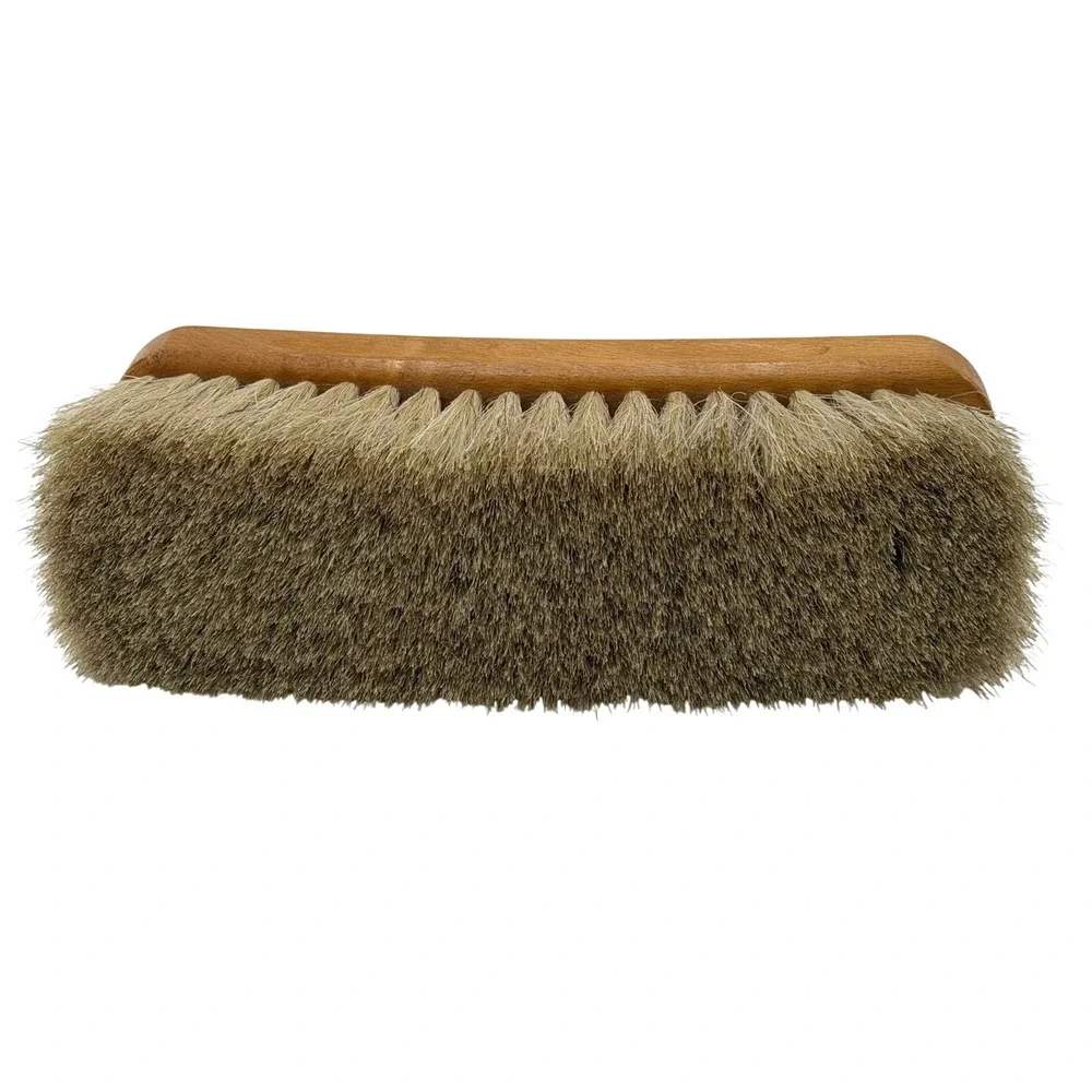 Vtg 100% Horsehair Shoe Boot Shine Soft Brush Wood Handle Leather Buffing 8